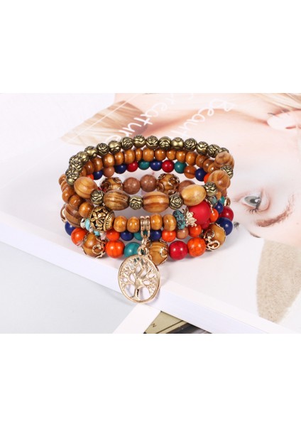 B280-3 Kadınlar Için Boho Tarzı Büyük Çok Katmanlı Çok Renkli Boncuklu Bileklik Seti Nazar Boncuklu Bilezikler Vintage Etnik Moda Takı (Yurt Dışından) fırsatları