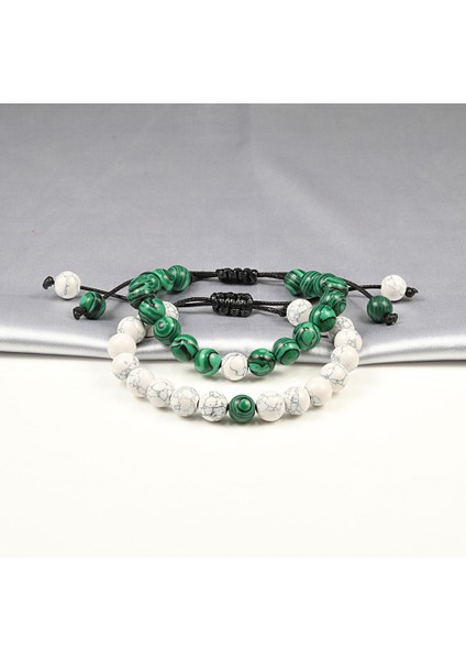 Siyah Yeşil Çift Mesafe Doğal Taş Örgülü Bilezikler Yeşil Malakit Bilezik Kadın Erkek En Iyi Arkadaş El Yapımı Takı Hediyeler (Yurt Dışından) modelleri