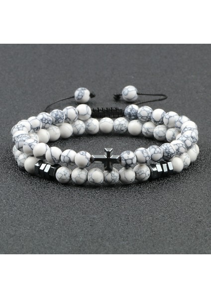 Siyah Oniks Obsidyen Taş Bileklik Erkek Siyah Lava Hematit Haç Boncuklar Bilezik Kadınlar Şans Doğal Taş Dua Takı Pulseras (Yurt Dışından)