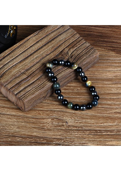 8mm Tarzı No.9 Boyutu Doğal Kaplan Gözü Obsidyen Hematit Boncuk Bileklik Erkekler Için Sağlık Koruma Denge Bilezik Kadınlar Iyileştirme Ruh Takı (Yurt Dışından)