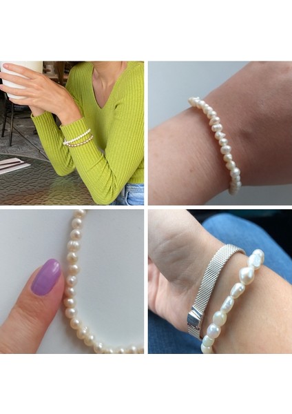 19CM Tarzı No.7 Boyutu Doğal Tatlısu Beyaz Inci Bilezik Esnek Barok Gerçek Inci Boncuklu Bilezikler Zincir Kadınlar Için Ince Takı Hediyeler (Yurt Dışından) indirimleri
