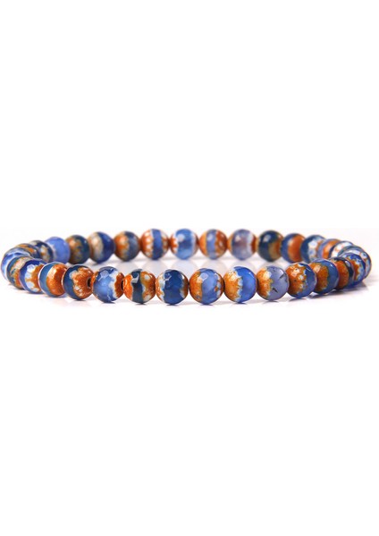 19CM Tarzı Siyah Tabanca Kaplama Doğal Taş Bileklik 6mm Akik Boncuklu Esnek Bileklik Kadın Erkek Çakra Iyileştirme Reiki Yoga Takı Hediye (Yurt Dışından)