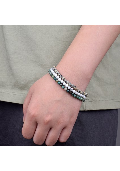 4MMBEADS-21CM Tarzı Yeşil NOKTA20 Doğal Yuvarlak Akik Oniks Taş Esnek Bileklik Kadın Erkek El Yapımı Yoga Takıları (Yurt Dışından) fiyatları