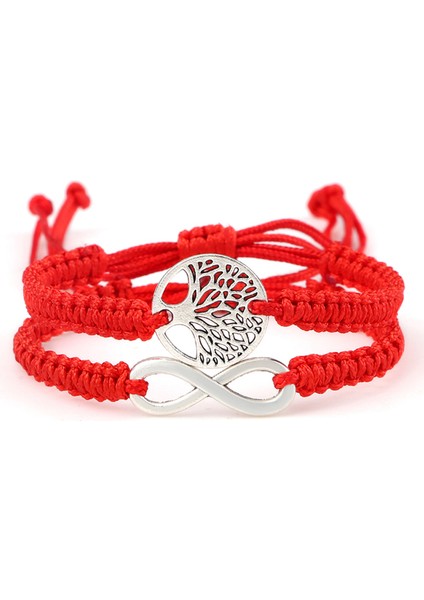 Stil 2 Kırmızı Siyah Hayat Ağacı Iplik Bileklik Erkek El Dokuması Örme Ayarlanabilir Tibetli Budist Bilezik Kadın Sevgili Takı Hediye (Yurt Dışından)