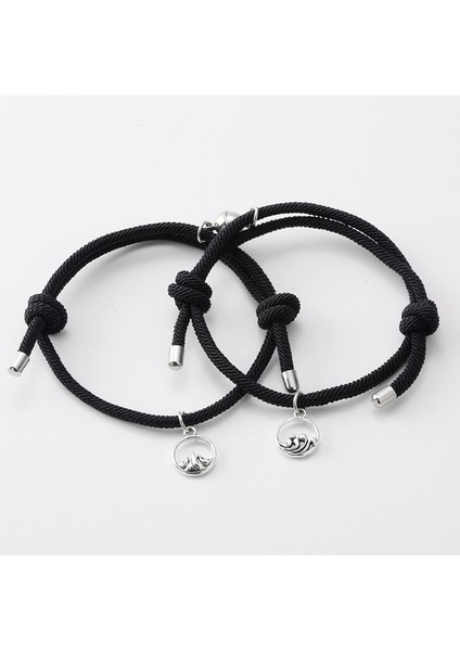 Stili Ayarla E Çift Bileklik Çifti En Iyi Arkadaş Bilekliği Erkek Bilekliği Kırmızı Siyah Halat Örgü Manyetik Çekim Uzun Mesafe Aşk Takı (Yurt Dışından)