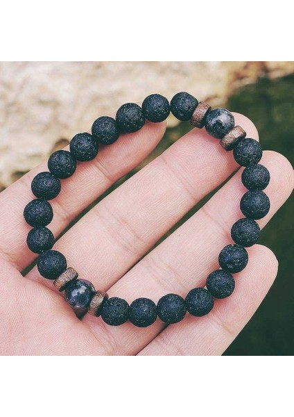 No.22 Boyutu Erkek Bileklik Doğal Ay Taşı Boncuk Tibet Buda Bileklik Çakra Lav Taşı Difüzör Bilezikler Erkek Takı Hediye (Yurt Dışından)
