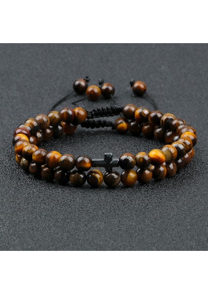 Siyah Mat Çiftler Mesafe Boncuk Bilezik Moda Hematit Haç Kaplan Gözü Taşı Bilezik El Yapımı Yoga Dua Takı Homme Bileklik (Yurt Dışından) fiyatları