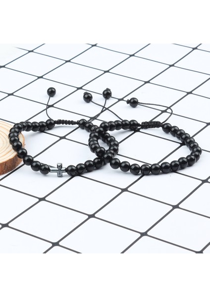 Siyah Mat Çiftler Mesafe Boncuk Bilezik Moda Hematit Haç Kaplan Gözü Taşı Bilezik El Yapımı Yoga Dua Takı Homme Bileklik (Yurt Dışından) fırsatları