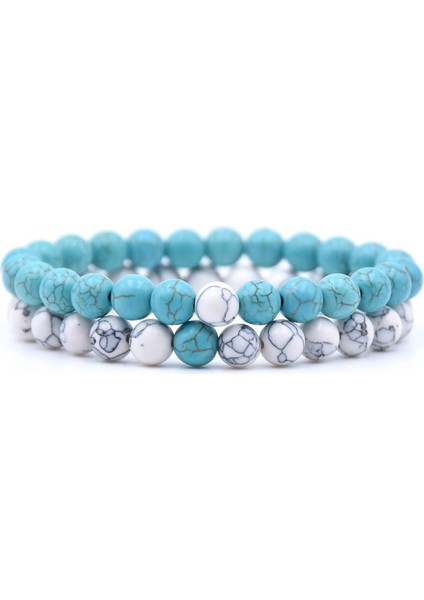 AA703-2 Doğal Kare Taş Çift Bileklik Seti Vintage 7 Çakra Boncuklu Zincir Bilezik Sevgili Yoga Buddha Takı Hediye (Yurt Dışından)