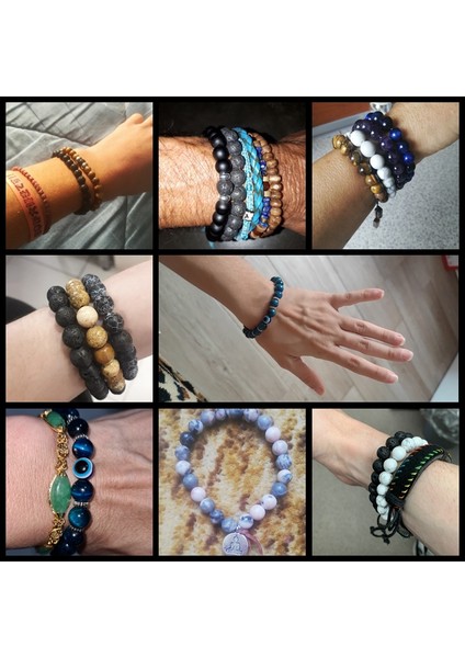 19CM Tarzı 18 Baykuş Erkek Kadın Şanslı Mavi Yunan Türk Şeytan Kötü Göz Bilezik Takı Erkek Doğal Tibet Lav Kaplan Göz Taşı Bilezik 8mm (Yurt Dışından) modelleri