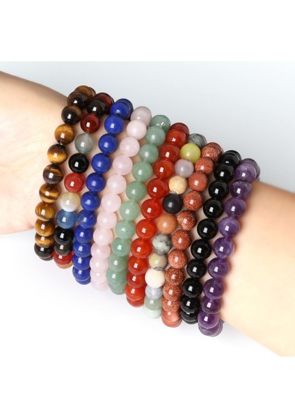 Kırmızı Akik Yeni Moda Doğal Taş Esnek Bilezik Kadın Erkek 8mm Ametist Kuvars Lapis Lazuli Yuvarlak Boncuklu Bilezikler Bilezikler (Yurt Dışından) fiyatları