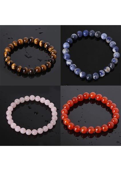 Kırmızı Akik Yeni Moda Doğal Taş Esnek Bilezik Kadın Erkek 8mm Ametist Kuvars Lapis Lazuli Yuvarlak Boncuklu Bilezikler Bilezikler (Yurt Dışından) modelleri