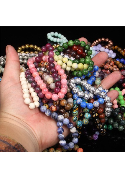 17CM Tarzı 11 Kaymaktaşı Çeşitli Doğal Taş Bileklikler 8mm Boncuklu Bilezikler Cet Agat Yarı Değerli Taş Bilezikler Kadınlar Erkekler Takılar (Yurt Dışından) fırsatları