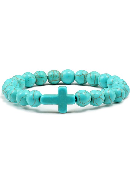 Elma Yeşili 8mm Dilek Boncuk Doğal Taş Yeşil Mavi Turkuaz Kadınlar Için Bilezik Isa Haçı Charms Esneklik Yoga Bileziği Erkek Takı (Yurt Dışından) fırsatları