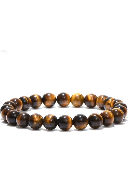 8mm Minimalist 8mm Doğal Taş Tesbih Taş Kaplan Gözü Bileklik El Yapımı Kırmızı Kahverengi Doğal Taş Bilezik Erkekler Için Yoga Takı Homme (Yurt Dışından)