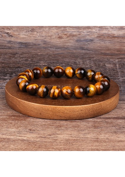 8mm Minimalist 8mm Doğal Taş Tesbih Taş Kaplan Gözü Bileklik El Yapımı Kırmızı Kahverengi Doğal Taş Bilezik Erkekler Için Yoga Takı Homme (Yurt Dışından)