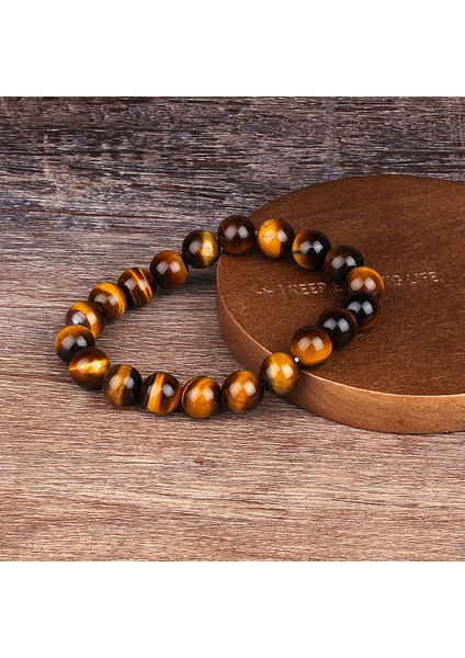 8mm Minimalist 8mm Doğal Taş Tesbih Taş Kaplan Gözü Bileklik El Yapımı Kırmızı Kahverengi Doğal Taş Bilezik Erkekler Için Yoga Takı Homme (Yurt Dışından)