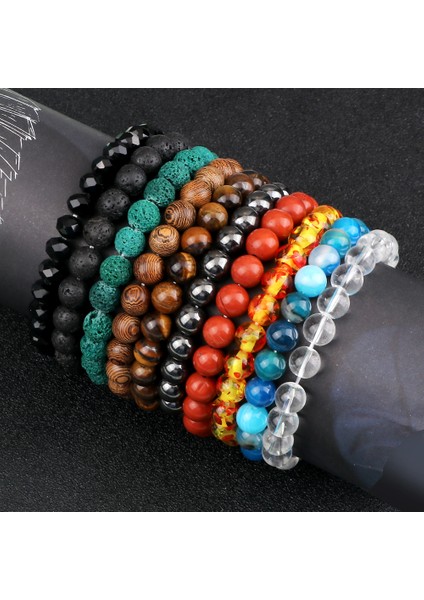 Kahve Karpuz Erkek Boncuklu Bilezik Doğal Kaplan Gözü Taşı Şifa Enerjisi Bilezikleri 8mm Lav Taşı Akik Esnek Bilezik Kadın Yoga Takı Hediye (Yurt Dışından) modelleri