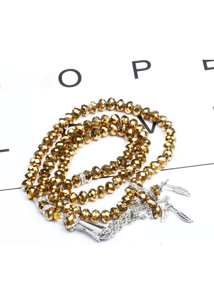 5 x 7mm Uzunluk 60CM Stili Altın 5*5 5*7mm Avusturya Kesilmiş Kristal Cam Boncuk Moda Boncuklu Bilezik Dua Boncukları Islam Müslüman Tesbih Allah Muhammed Tespih (Yurt Dışından)