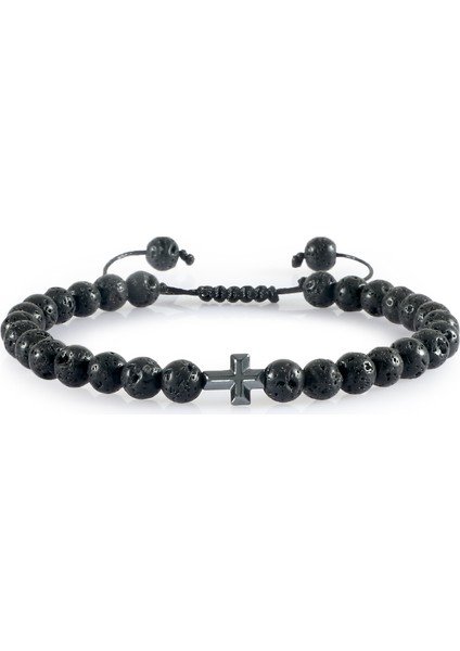 Siyah Lav Çapraz A Doğal 6mm Kaplan Volkanik Lava Bilezik Için Düzensiz Bakır Boncuklar Örme Bilezik Kadın Erkek El Yapımı Etnik Tibet Takı (Yurt Dışından)