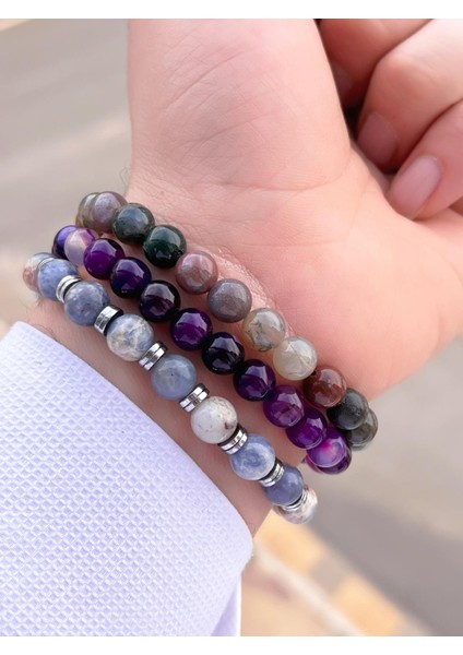 Nursaat 3 Lü Özel Tasarım Unisex Doğal Taş Bileklik Çakra, Turkuaz, Yeşim, Akik ve Sitrin Taşları 05 fiyatları