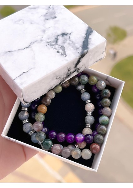 Nursaat 3 Lü Özel Tasarım Unisex Doğal Taş Bileklik Çakra, Turkuaz, Yeşim, Akik ve Sitrin Taşları 05 fırsatları