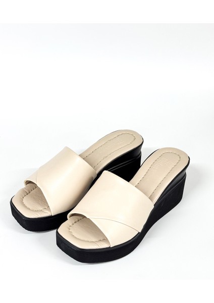 BA04265 Ten D Kadın Katlı Parça Günlük Abiye Dolgu 7 cm Topuk Terlik - 40 fırsatları