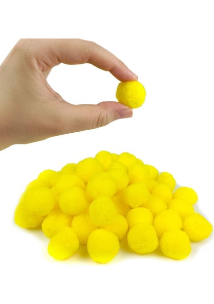 100 Adet 2cm Sarı Pompom Yumuşak Ponpon Peluş