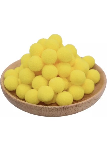 100 Adet 2cm Sarı Pompom Yumuşak Ponpon Peluş