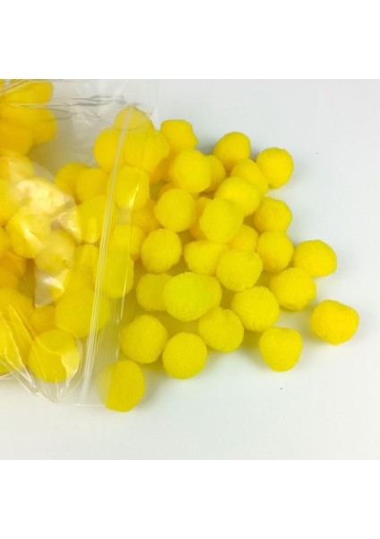 100 Adet 2cm Sarı Pompom Yumuşak Ponpon Peluş