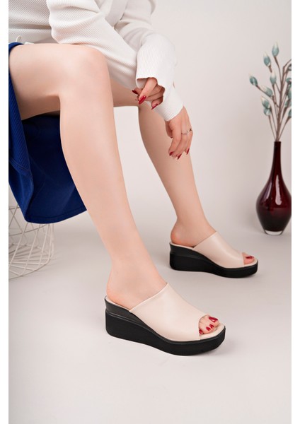 BA04265 Ten D Kadın Tek Parça Günlük Abiye Dolgu 7 cm Topuk Terlik - 39 fiyatları