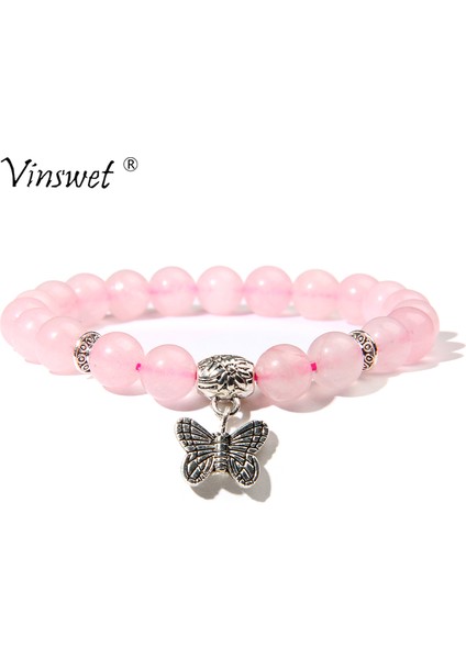 19CM Tarzı Yeşim Taşı Kadın Bileklik Doğal Pembe Kuvars Taş Boncuk Bilezik Kelebek Kolye Şans Kolye Takı Erkekler Elastik Bilezikler Için Homme Mücevher (Yurt Dışından) fiyatları