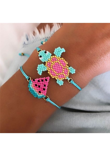 MI-B190428A GO2BOHO Miyuki Bileklik Çocuk Hediyesi Boho Yaz Plaj Bilezikleri Kadın Pulseras Kaplumbağa Takı Karpuz Çocuk Takı (Yurt Dışından) fiyatları