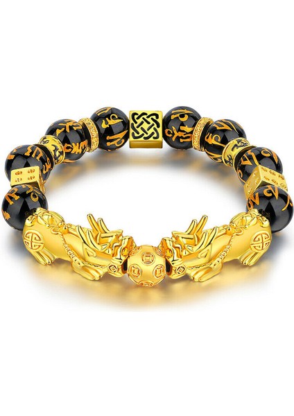 S8078 Buda Boncuklu Zincir Bilezik Pixiu Koruyucu Bilek Zinciri Şans ve Zenginlik Getirici Fengshui Şanslı Zengin Bileziği Erkek Kadın (Yurt Dışından)