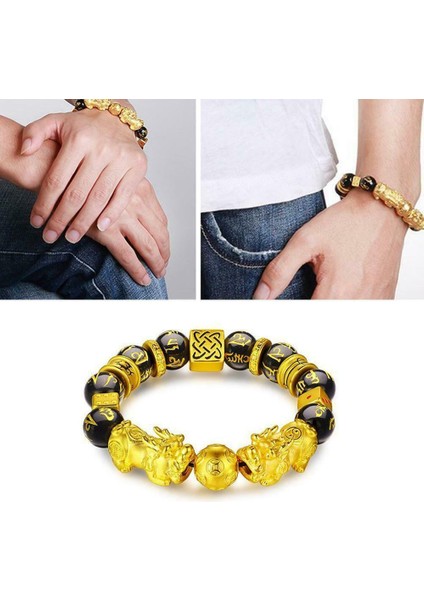 S8078 Buda Boncuklu Zincir Bilezik Pixiu Koruyucu Bilek Zinciri Şans ve Zenginlik Getirici Fengshui Şanslı Zengin Bileziği Erkek Kadın (Yurt Dışından)