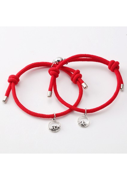 Stili Ayarla D Çift Bileklik Çifti En Iyi Arkadaş Bilekliği Erkek Bilekliği Kırmızı Siyah Halat Örgü Manyetik Çekim Uzun Mesafe Aşk Takı (Yurt Dışından)