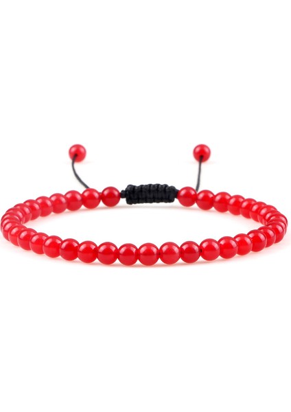 Kırmızı Erkekler Için 4mm Taş Boncuklu Ayarlanabilir Bilezik Doğal Kaplan Gözü Lav Taşı Oniks Örme Bileklik Kadınlar Yoga Takı Pulseras (Yurt Dışından)