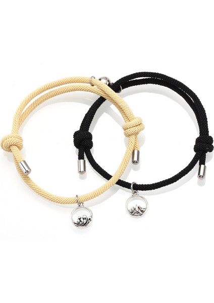 Stili Ayarla T Çift Bileklik Çifti En Iyi Arkadaş Bilekliği Erkek Bilekliği Kırmızı Siyah Halat Örgü Manyetik Çekim Uzun Mesafe Aşk Takı (Yurt Dışından)