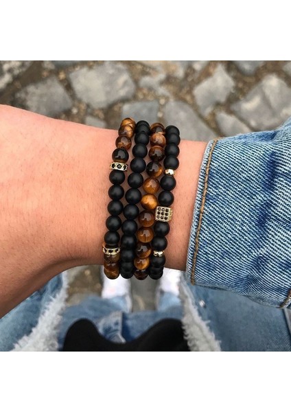 Xs -165MM Stili Stil 5 Erkek Doğal Taş Boncuk Paslanmaz Çelik Taç Aslan Bileklik Kadınlar Için En Iyi Arkadaşlar Hediyesi Moda Takı (Yurt Dışından)