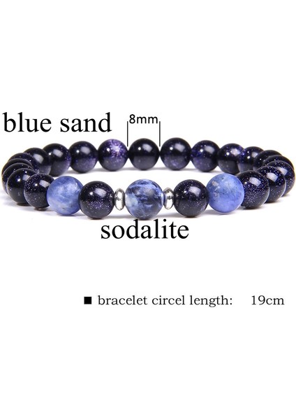 19CM Tarzı 6 Mavi Kum Doğal Howlite Gül Kuvarsı Kristal Aytaşı Bileklik Kadınlar Için Çakralar Boncuklu Bilezik Kadınlar Için Yoga Enerjisi Takı Браслет (Yurt Dışından)