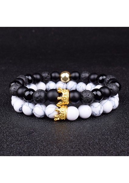 17CM Tarzı No.25 Boyutu Taş Boncuk Bileklik Çifti Hediye Arkadaşlar Takı Erkek Setleri Taç Kadın Bilezik Doğal Taş Boncuklu Bilezik Çift Bileziği (Yurt Dışından) fırsatları