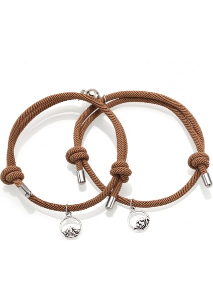 Stili Ayarla M Beden Çift Bileklik Çifti En Iyi Arkadaş Bilekliği Erkek Bilekliği Kırmızı Siyah Halat Örgü Manyetik Çekim Uzun Mesafe Aşk Takı (Yurt Dışından)