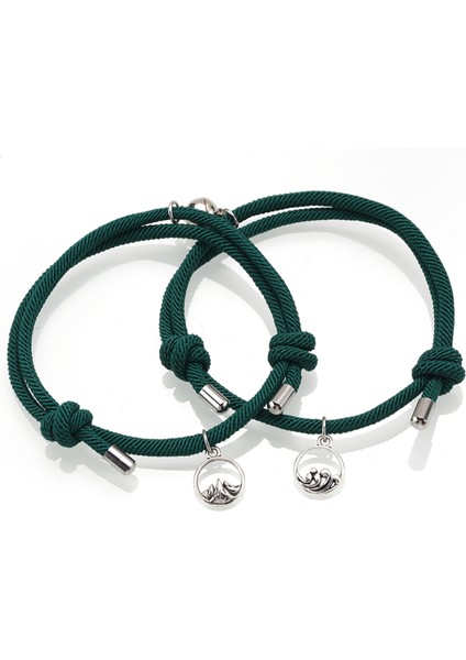 Stili Ayarla L Beden Çift Bileklik Çifti En Iyi Arkadaş Bilekliği Erkek Bilekliği Kırmızı Siyah Halat Örgü Manyetik Çekim Uzun Mesafe Aşk Takı (Yurt Dışından)