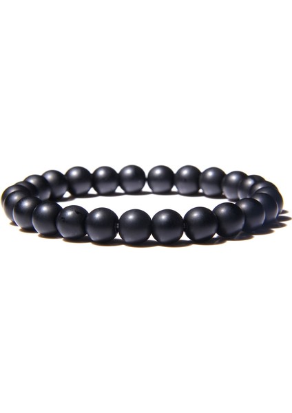 19CM Tarzı Oniks Kadın Erkek Enerji Bileklik Takı Hediye 8mm El Yapımı Doğal Hint Agat Lapis Lazuli Taş Boncuk Şans Bilezik (Yurt Dışından)