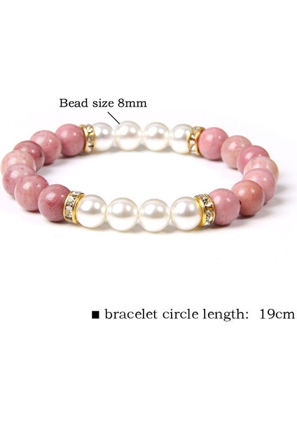 23CM Tarzı No.1 Boyutu Pembe Kuvars Bilezik Siyah Oniks Doğal Tatlısu Inci Bilezik Rodokrozit Boncuklu Bilezik Kadın Erkek Için Zarif Takı (Yurt Dışından)