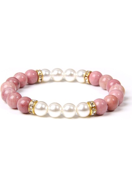 23CM Tarzı No.1 Boyutu Pembe Kuvars Bilezik Siyah Oniks Doğal Tatlısu Inci Bilezik Rodokrozit Boncuklu Bilezik Kadın Erkek Için Zarif Takı (Yurt Dışından) fırsatları