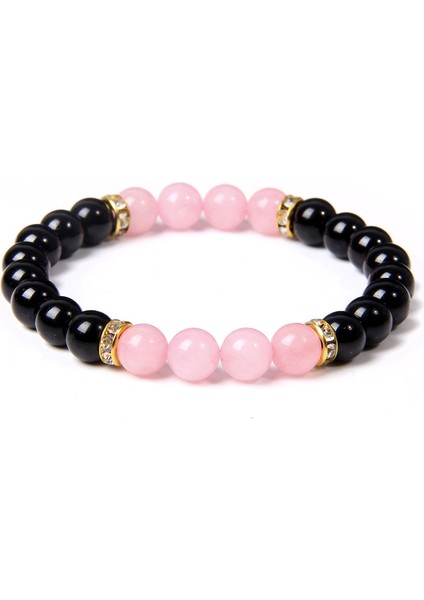 23CM Tarzı No.1 Boyutu Pembe Kuvars Bilezik Siyah Oniks Doğal Tatlısu Inci Bilezik Rodokrozit Boncuklu Bilezik Kadın Erkek Için Zarif Takı (Yurt Dışından) indirimleri