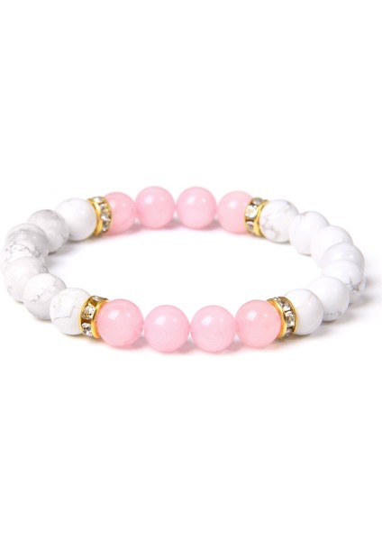 17CM Tarzı No.5 Boyutu Pembe Kuvars Bilezik Siyah Oniks Doğal Tatlısu Inci Bilezik Rodokrozit Boncuklu Bilezik Kadın Erkek Için Zarif Takı (Yurt Dışından)