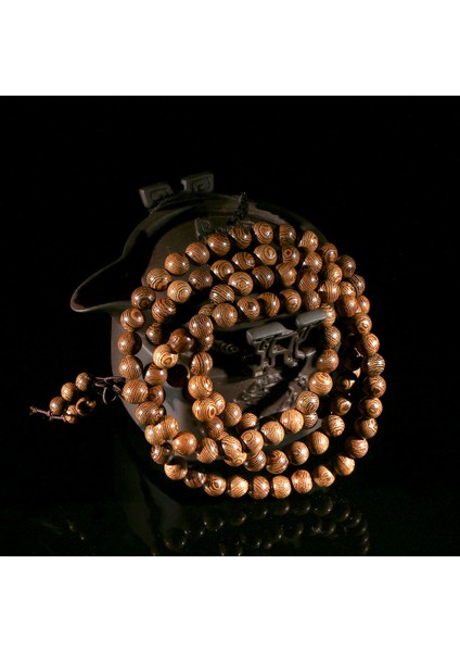 No.5 Boyutu Budist 108 Tane Boncuklu Meditasyon Tesbih Bileklik Ahşap Benzersiz Dua Boncuklu Kadın Erkek Şanslı Bilezikler Bracciali (Yurt Dışından) fiyatları