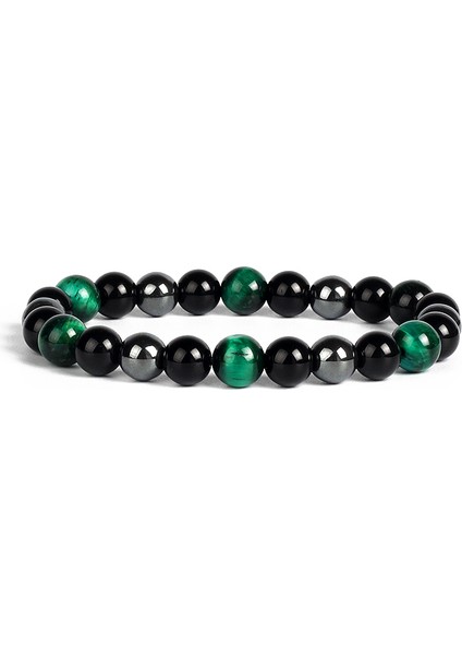 10 mm Tarzı No.8 Boyutu Doğal Kaplan Gözü Obsidyen Hematit Boncuk Bileklik Erkekler Için Sağlık Koruma Denge Bilezik Kadınlar Iyileştirme Ruh Takı (Yurt Dışından)